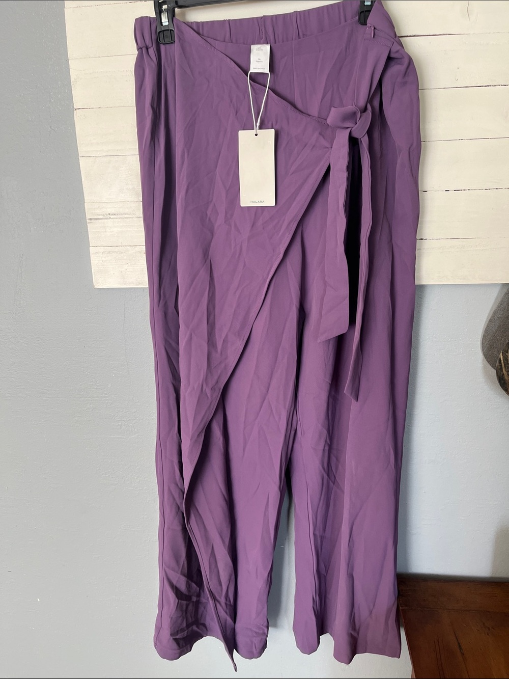 HALARA Lavender Wrap-Front Wide Leg Pants